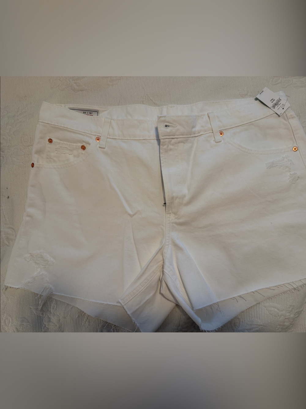 GAP White Distressed Denim Cutoff Shorts
